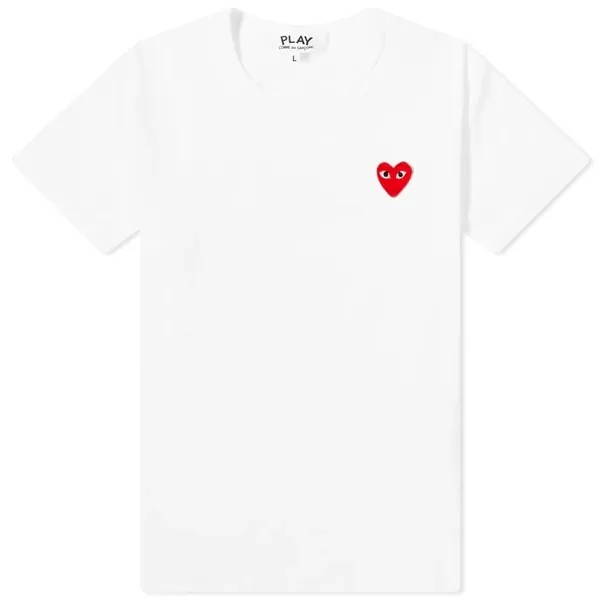 Женская базовая футболка с логотипом Comme des Garcons Play, белый/красный