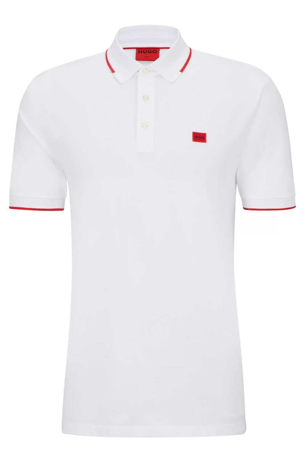 Футболка поло Hugo Cotton-piqué Slim-fit With Red Logo Label, белый