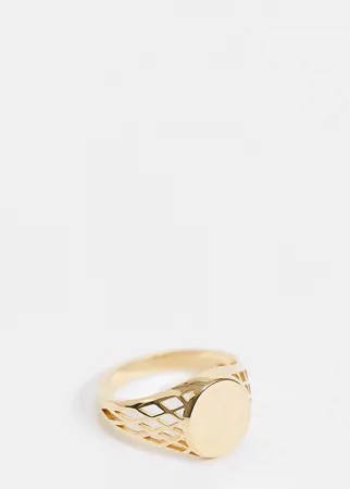Позолоченное серебряное кольцо-печатка Chained & Able-Золотистый