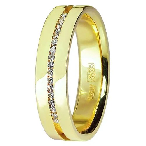 Кольцо обручальное Юверос, желтое золото, 585 проба, бриллиант, размер 18, желтый