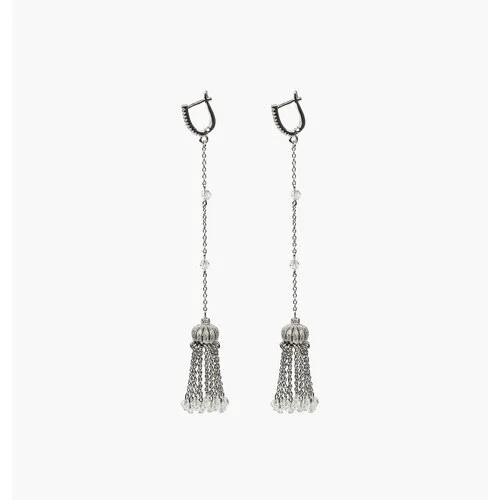 Серьги цепочки VERUSCHKA JEWELRY, фианит, серебряный