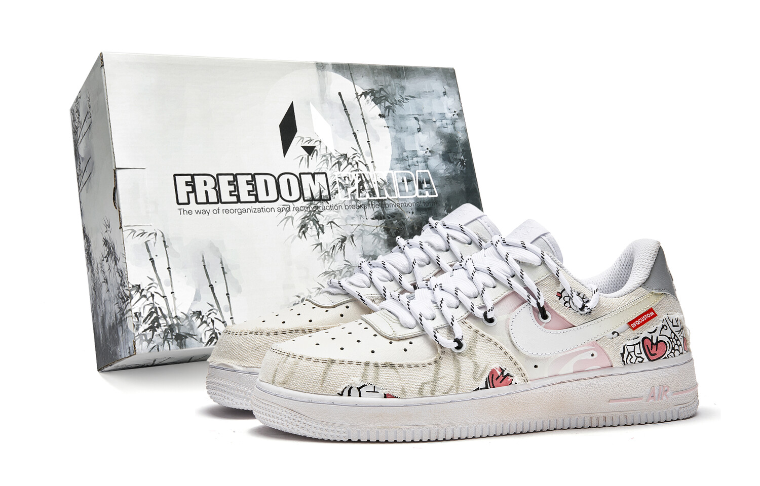 Кроссовки Nike Air Force 1 Skateboarding Shoes Women's Low-top Beige/Pink, бежевый