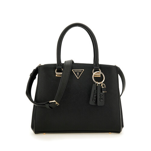 Сумка тоут GUESS Noelle, фактура матовая, зернистая, черный