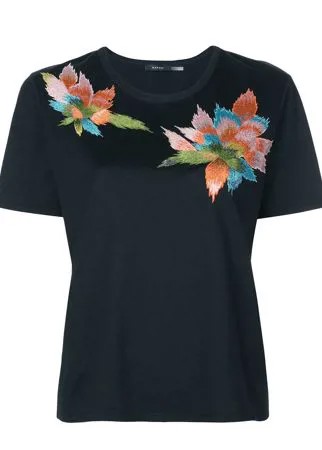 Natori футболка с цветочной вышивкой