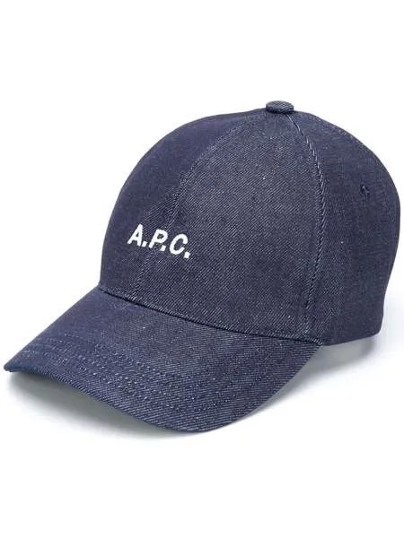 A.P.C. джинсовая кепка с вышитым логотипом