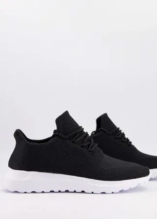 Черные трикотажные кроссовки New Look-Черный цвет