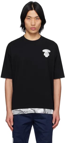 Черная футболка с камуфляжным принтом AAPE by A Bathing Ape