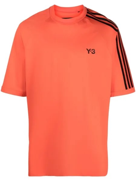 Y-3 футболка с полосками, оранжевый