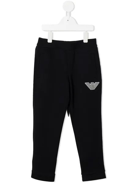 Emporio Armani Kids спортивные брюки с нашивкой-логотипом