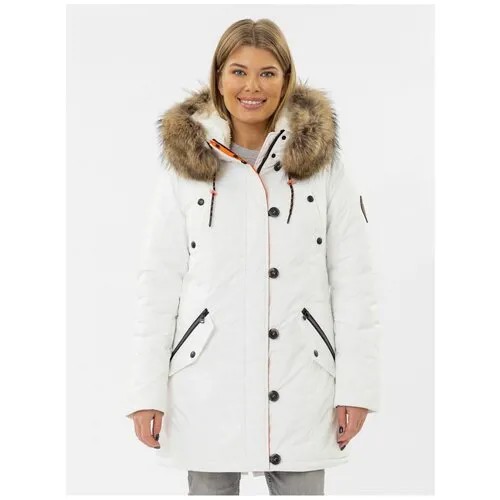 NortFolk / Парка женская зима с капюшоном / Куртка женская зима с капюшоном белый размер 44