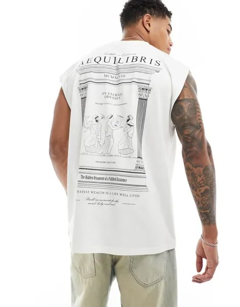 Белая майка оверсайз с ренессансным принтом на спине ASOS DESIGN