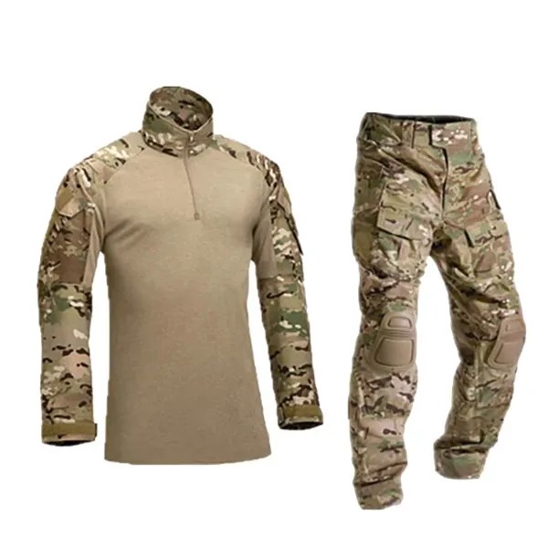 Тактическая камуфляжная Военная униформа, мужской костюм армии США, рубашка в стиле милитари + брюки-карго, наколенники