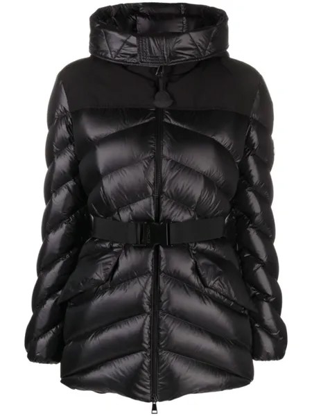 Пуховик с капюшоном и нашивкой-логотипом Moncler, черный