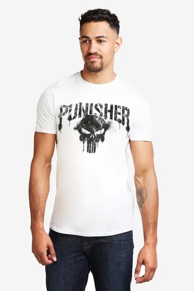Мужская футболка Punisher с текстом Marvel, белый