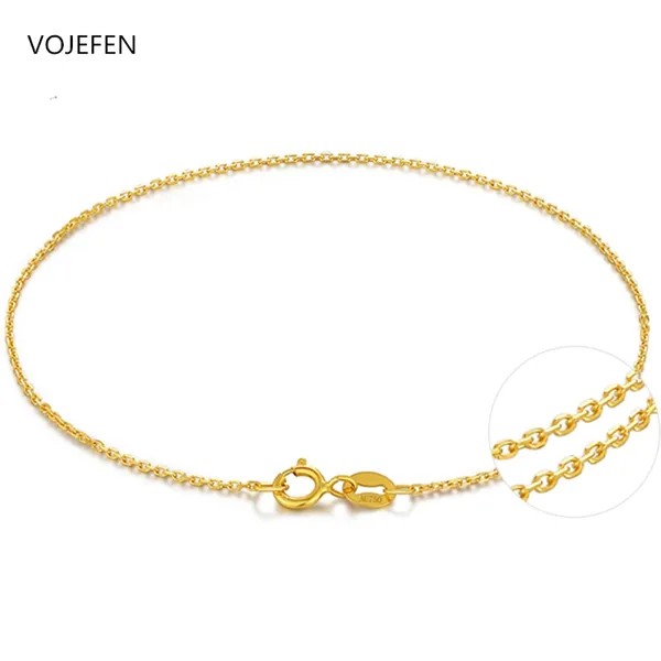 VOJEFEN AU750 Изящные твердые браслеты на цепочке 18K желтого/розового чистого золота Ширина 1,5 мм цепочки звеньевой браслет для женщин ювелирные и...