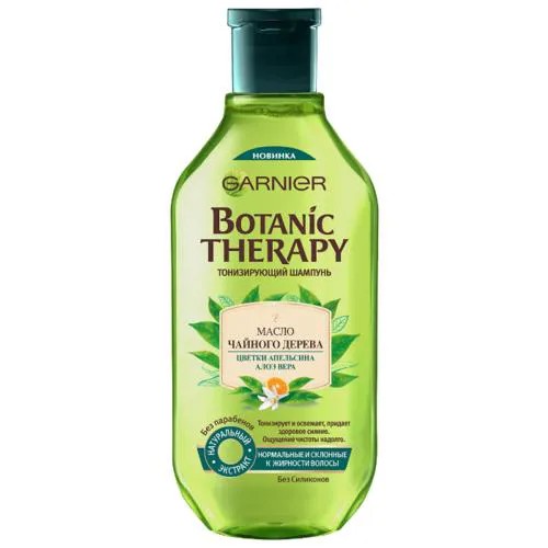 GARNIER шампунь Botanic Therapy Масло чайного дерева, цветки апельсина, алоэ вера Тонизирующий для нормальных и склонных к жирности волос 400 мл