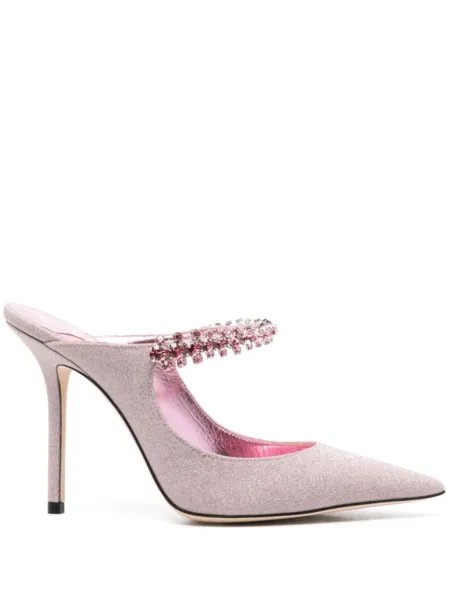 Jimmy Choo туфли-мюли Bing 100 мм с блестками, розовый