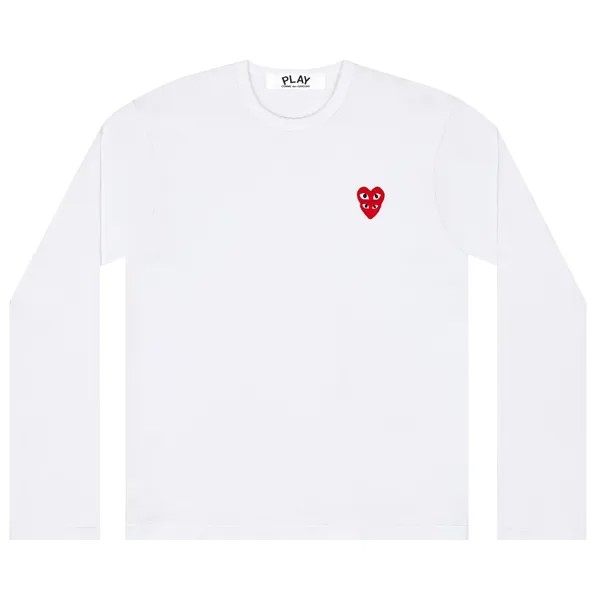 Футболка с длинными рукавами Comme des Garçons PLAY Double Heart, цвет Белый