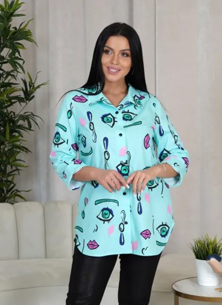 Рубашка женская Каляев 61034 зеленая 54 RU