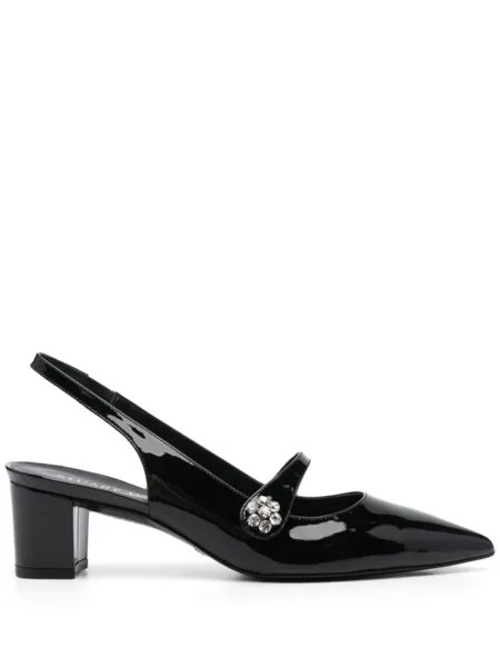 Stuart Weitzman туфли Crystal Fleur 50 с ремешком на пятке, черный