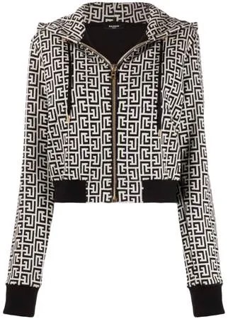 Balmain худи с кулиской и принтом