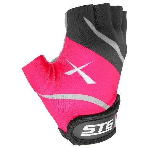 STG Перчатки велосипедные STG, размер M, цвет чёрный/розовый