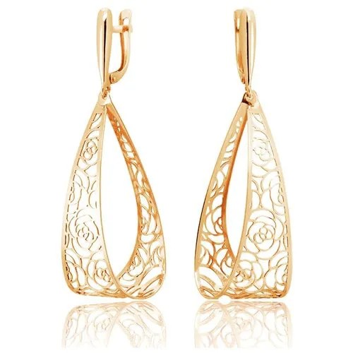 Серьги Ювелир Карат, серебро, 925 проба, золочение