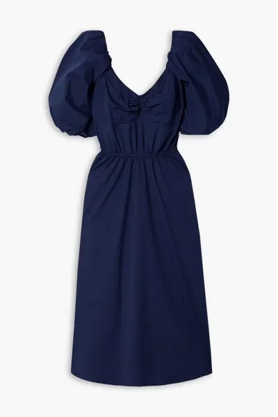 Платье миди со сборками из смесового хлопка Jason Wu, темно-синий