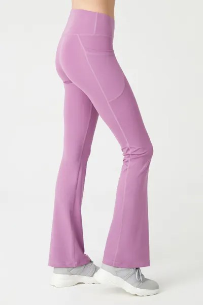 Женские гладкие колготки с расклешенными ногами лавандового цвета с высокой талией и двумя карманами Bootcut LOS OJOS, фиолетовый