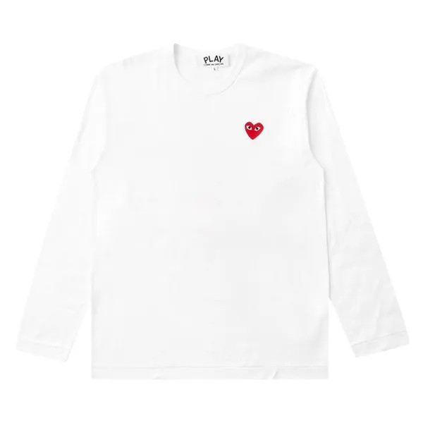 Футболка Comme des Garçons PLAY Emblem Long-Sleeve T-Shirt 'White', белый