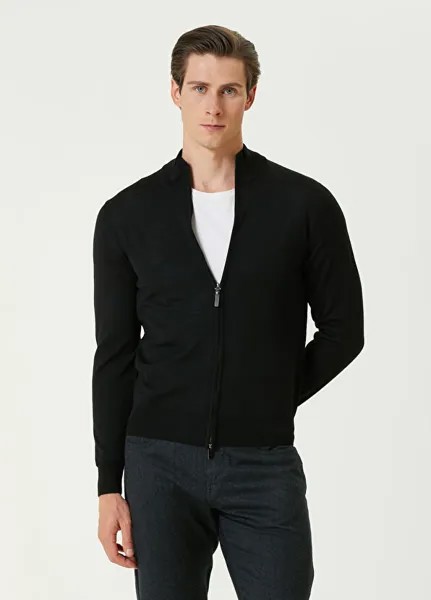 Кардиган шерстяной вязки Canali, черный