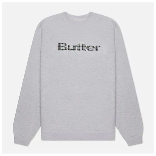 Мужская толстовка Butter Goods Plaid Applique Logo Crew Neck серый, Размер XL