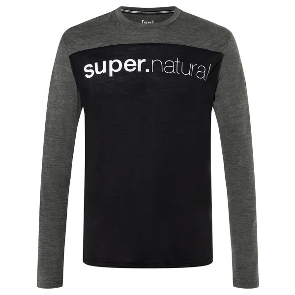 Лонгслив из мериноса Super Natural Contrast L/S, цвет Jet Black/Pirate Grey Melange