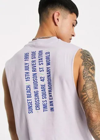Фиолетовая свободная майка из органического хлопка с текстовым принтом на спине ASOS DESIGN-Фиолетовый цвет