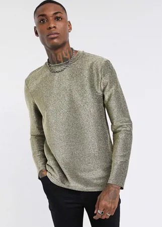 Обтягивающий фестивальный лонгслив золотистого цвета ASOS DESIGN-Золотой