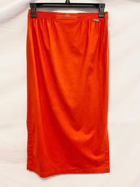 СТ. JOHN SPORT Marie Grey Coral Orange Gold Hardware Льняная юбка с разрезом по бокам L 10
