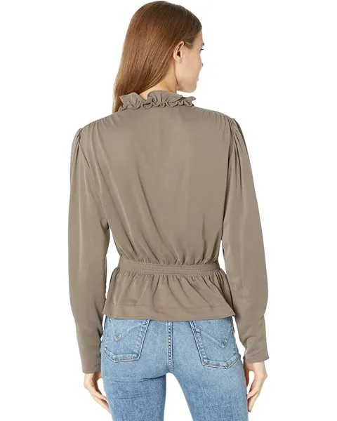 Блуза Rebecca Taylor Slit Neck Blouse, цвет Taupe