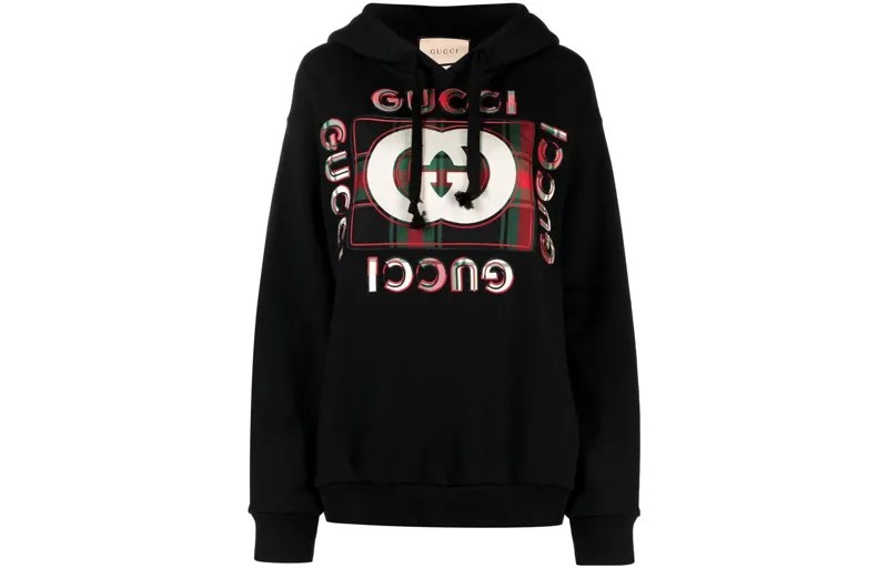 Толстовка женская Gucci с капюшоном, черный / красный