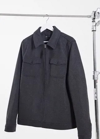 Серая куртка Харрингтон с добавлением шерсти ASOS DESIGN Tall-Серый