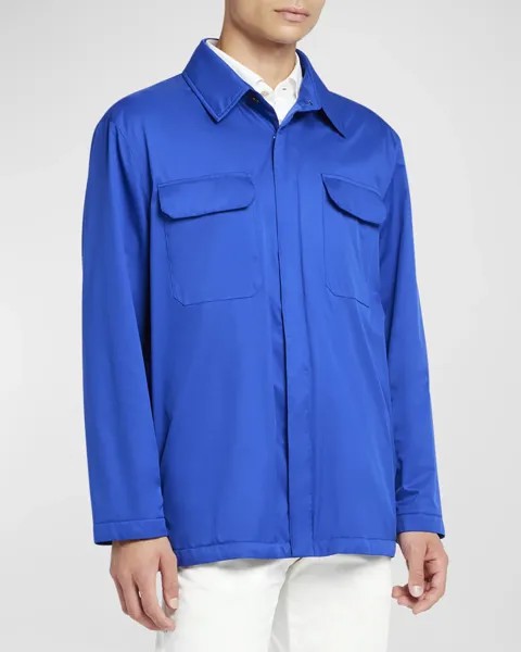 Мужская ветрозащитная нейлоновая рубашка Kiton, цвет Blue