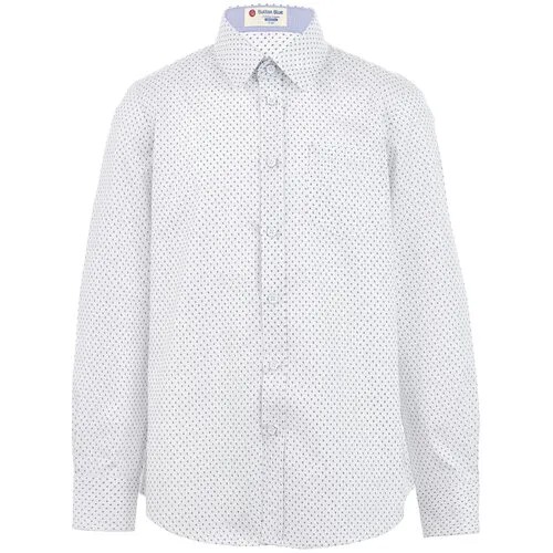 Рубашка на пуговицах с карманом белая Button Blue, для мальчиков, размер 134, мод. 223BBBS23090200