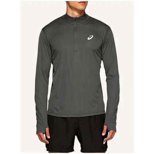Беговой лонгслив ASICS, силуэт прилегающий, светоотражающие элементы, размер S, серый
