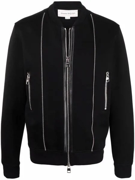 Alexander McQueen бомбер с молниями и логотипом