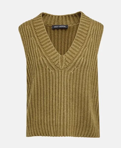 Кашемировый пуловер без рукавов Iris von Arnim, зеленый