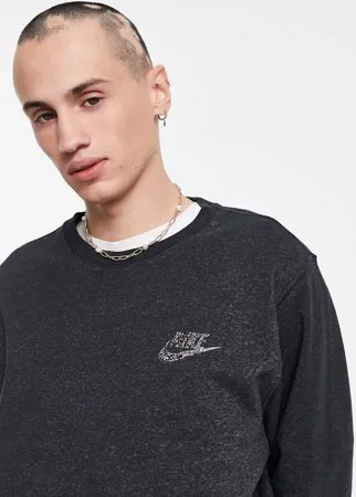 Черный меланжевый свитшот Nike Revival-Черный цвет