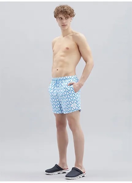 Синий мужской купальник-шорты с нормальной талией и рисунком Skechers