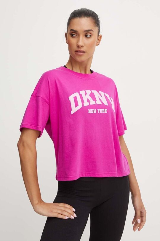 Хлопковая футболка Dkny, розовый