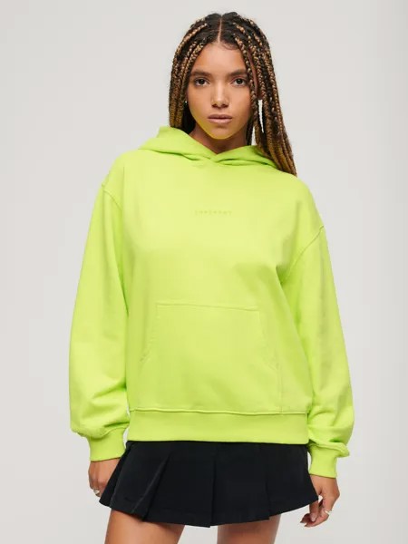 Свободное худи с микро-логотипом и вышивкой Superdry, солнечный лаймовый зеленый