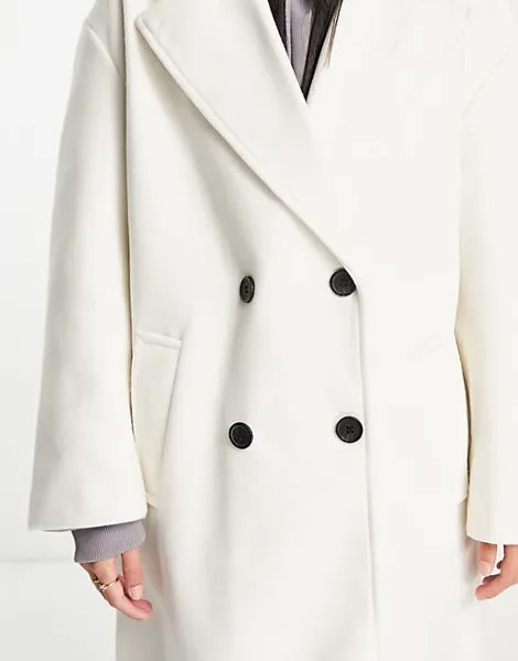 Двубортное пальто экрю на заказ Bershka