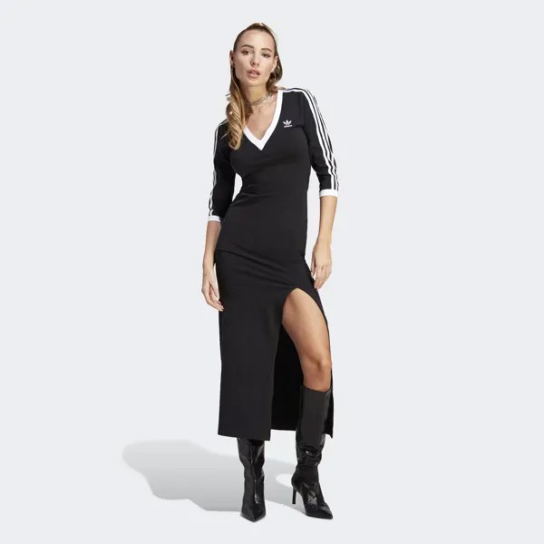 Платье макси с 3 полосками Adicolor Classics Adidas, цвет Black